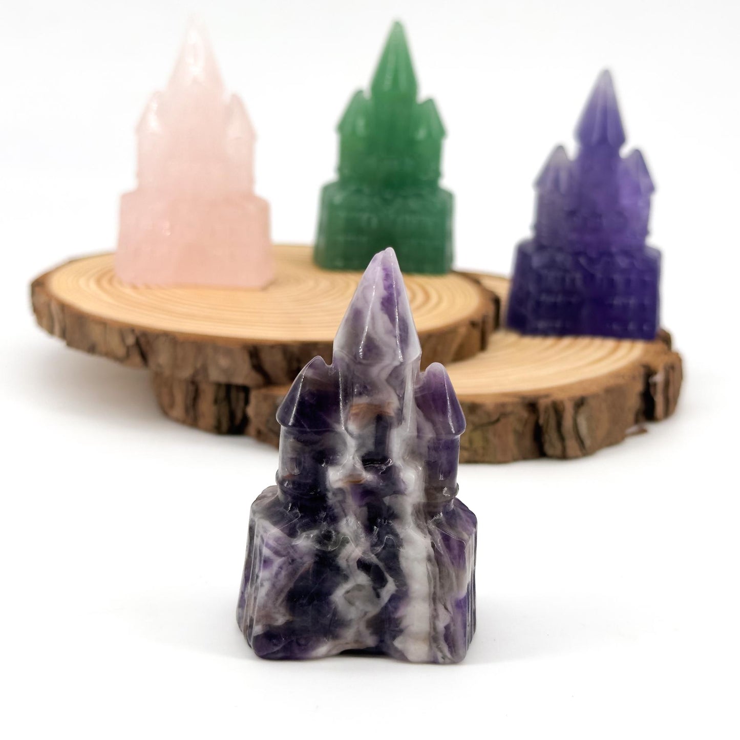 Natural Crystal Decoration ornaments Castle Carving, great decorative effect, creative gifts