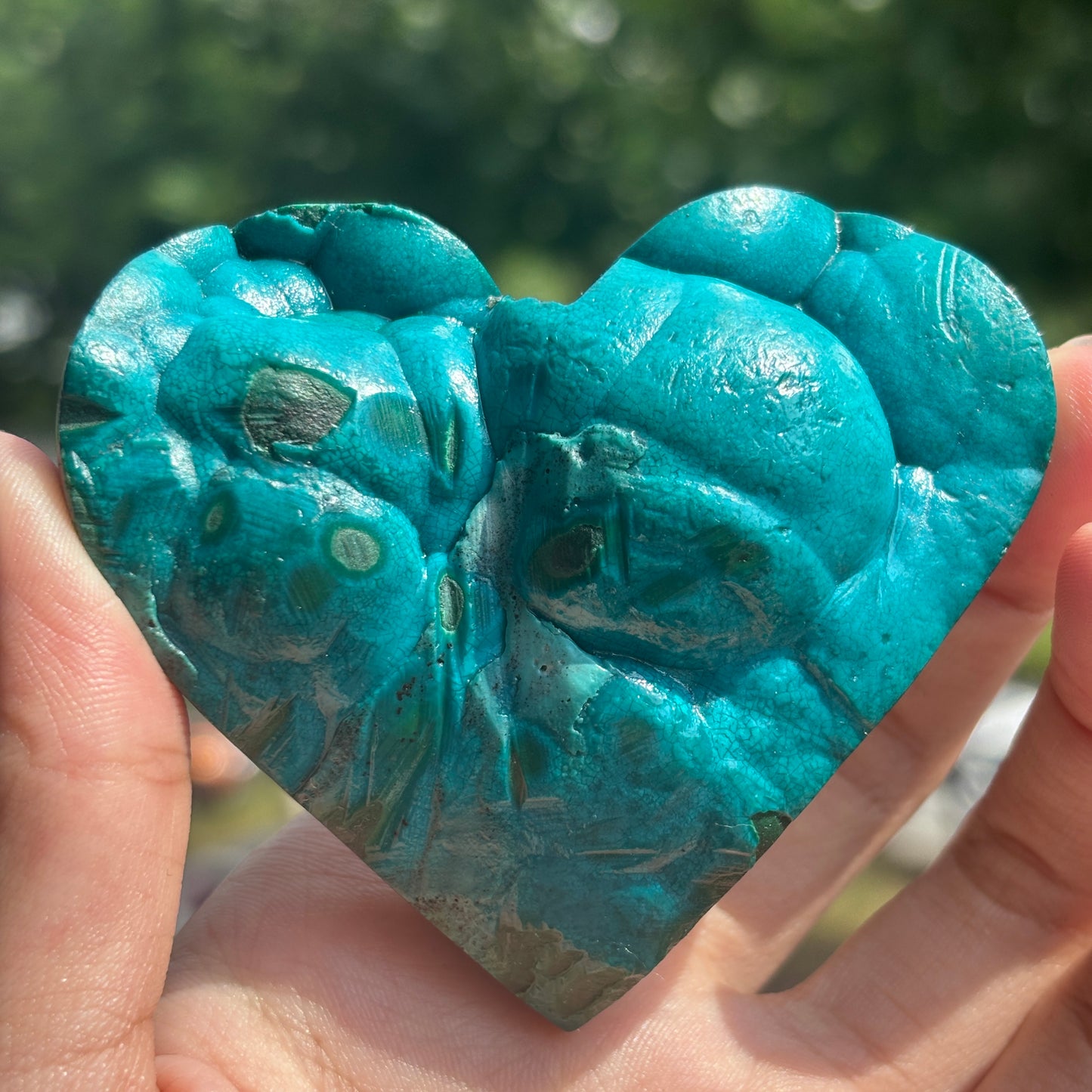 "Natural malachite Heart Carving | Unique Textured Gemstone Decor"