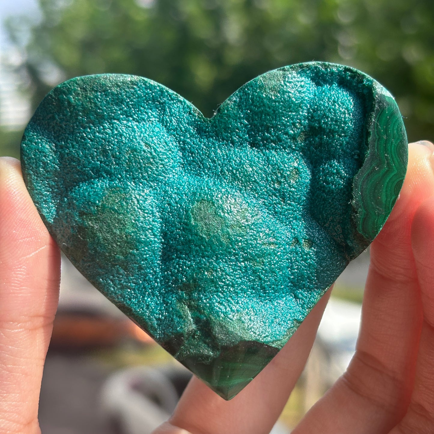 "Natural malachite Heart Carving | Unique Textured Gemstone Decor"