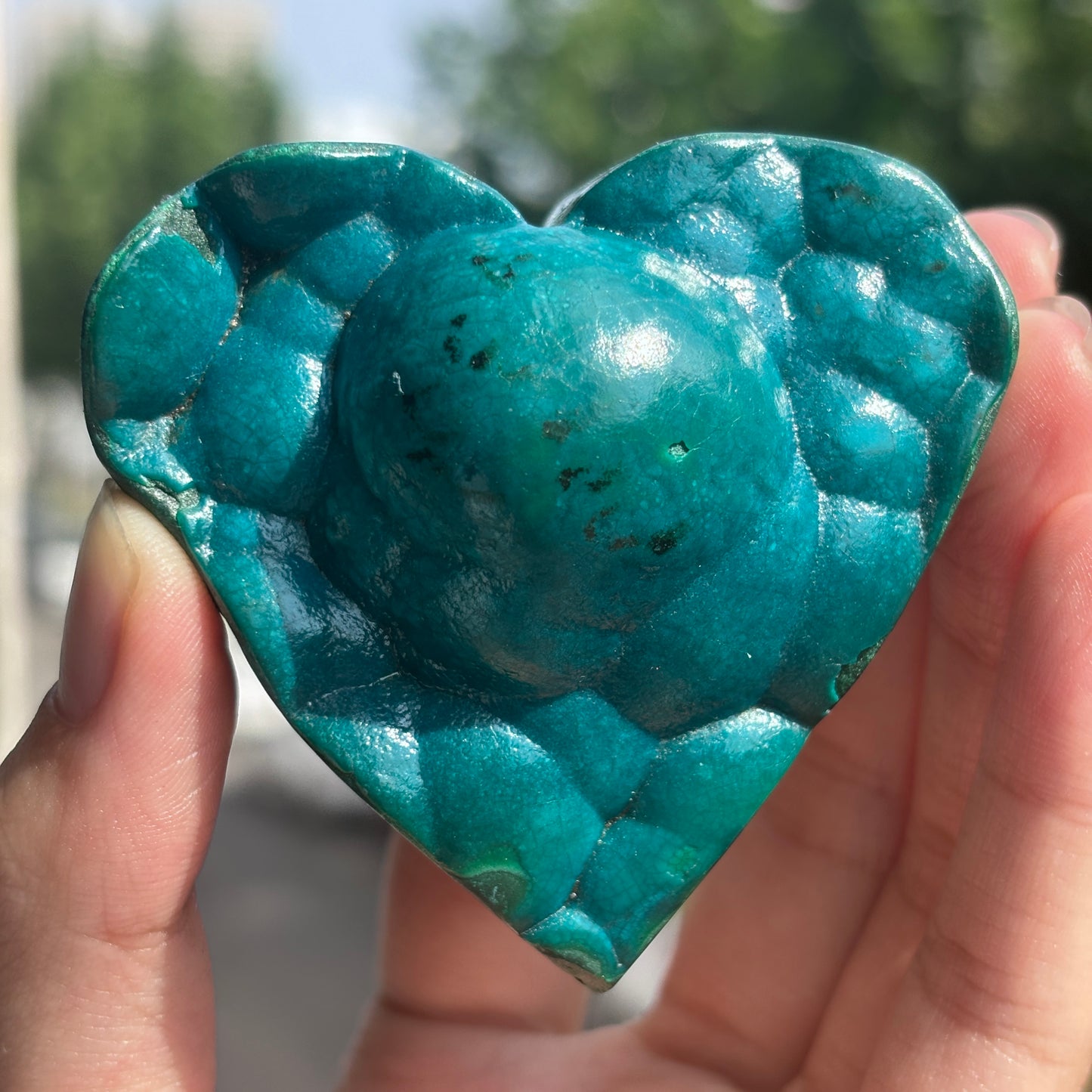 "Natural malachite Heart Carving | Unique Textured Gemstone Decor"