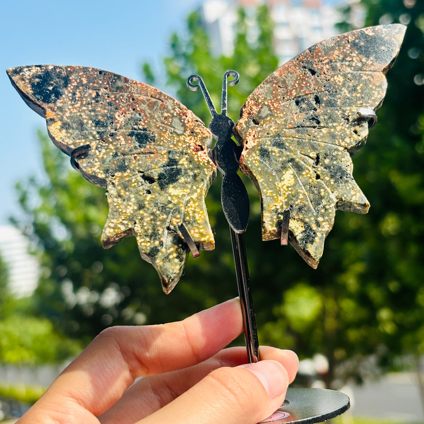 Unique Jasper Butterfly Sculpture – Decorative Crystal Art for Home and Office