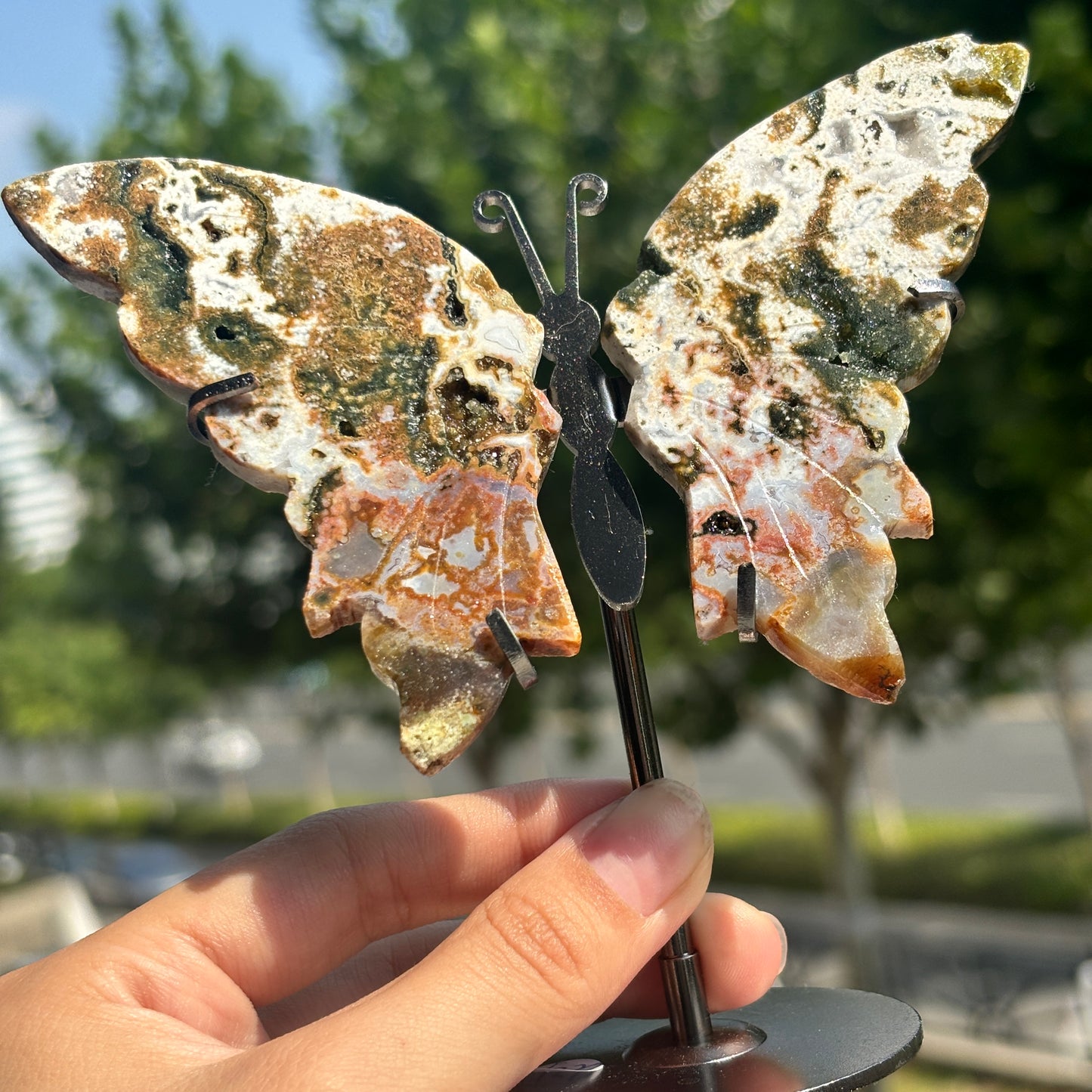 Unique Jasper Butterfly Sculpture – Decorative Crystal Art for Home and Office
