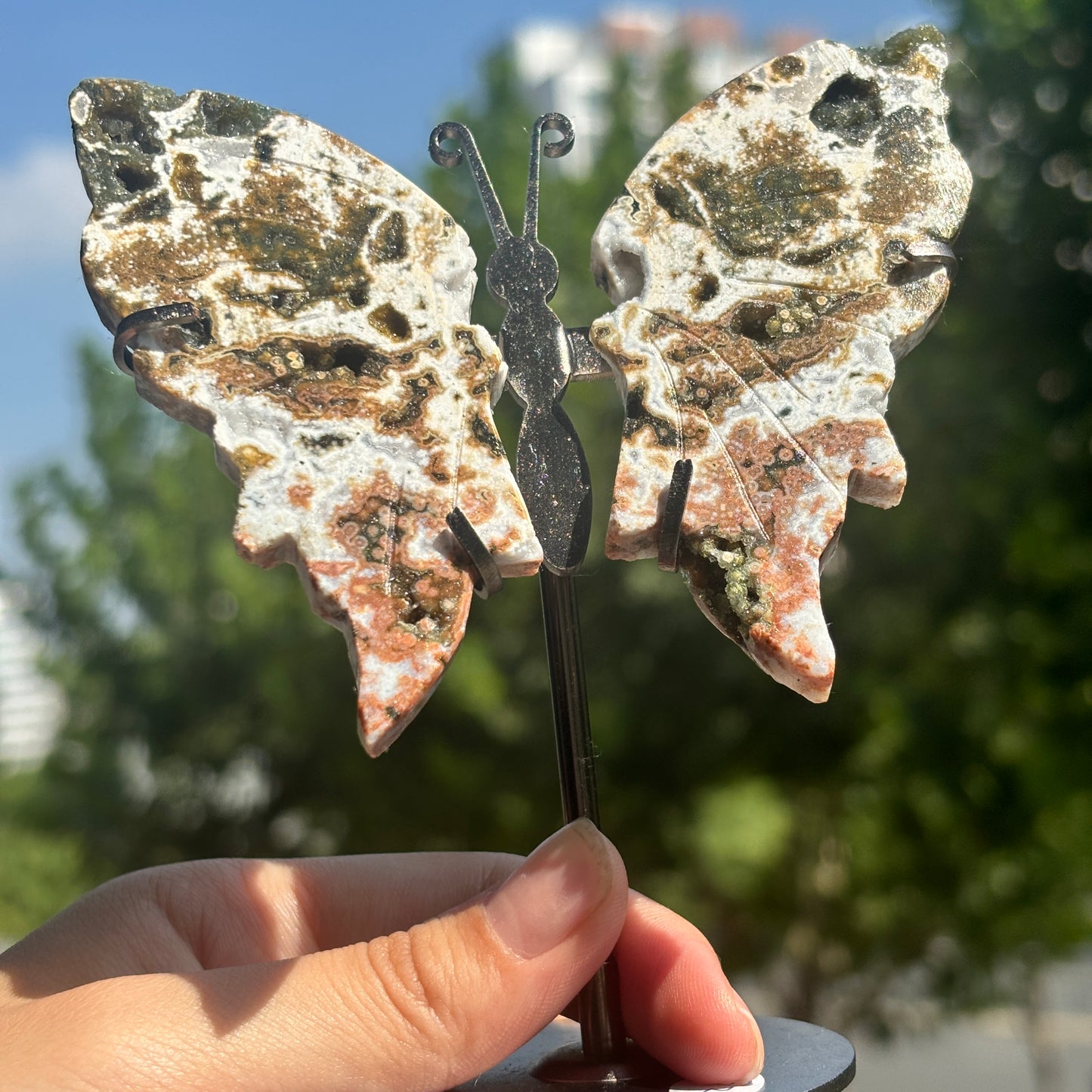 Unique Jasper Butterfly Sculpture – Decorative Crystal Art for Home and Office