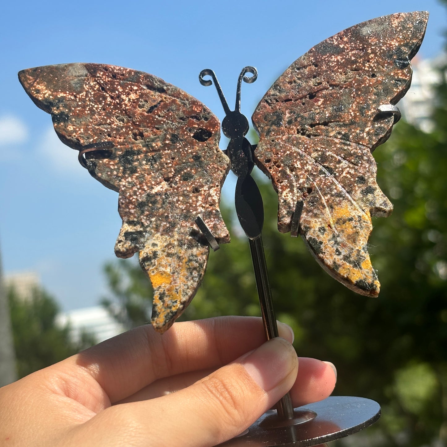 Unique Jasper Butterfly Sculpture – Decorative Crystal Art for Home and Office