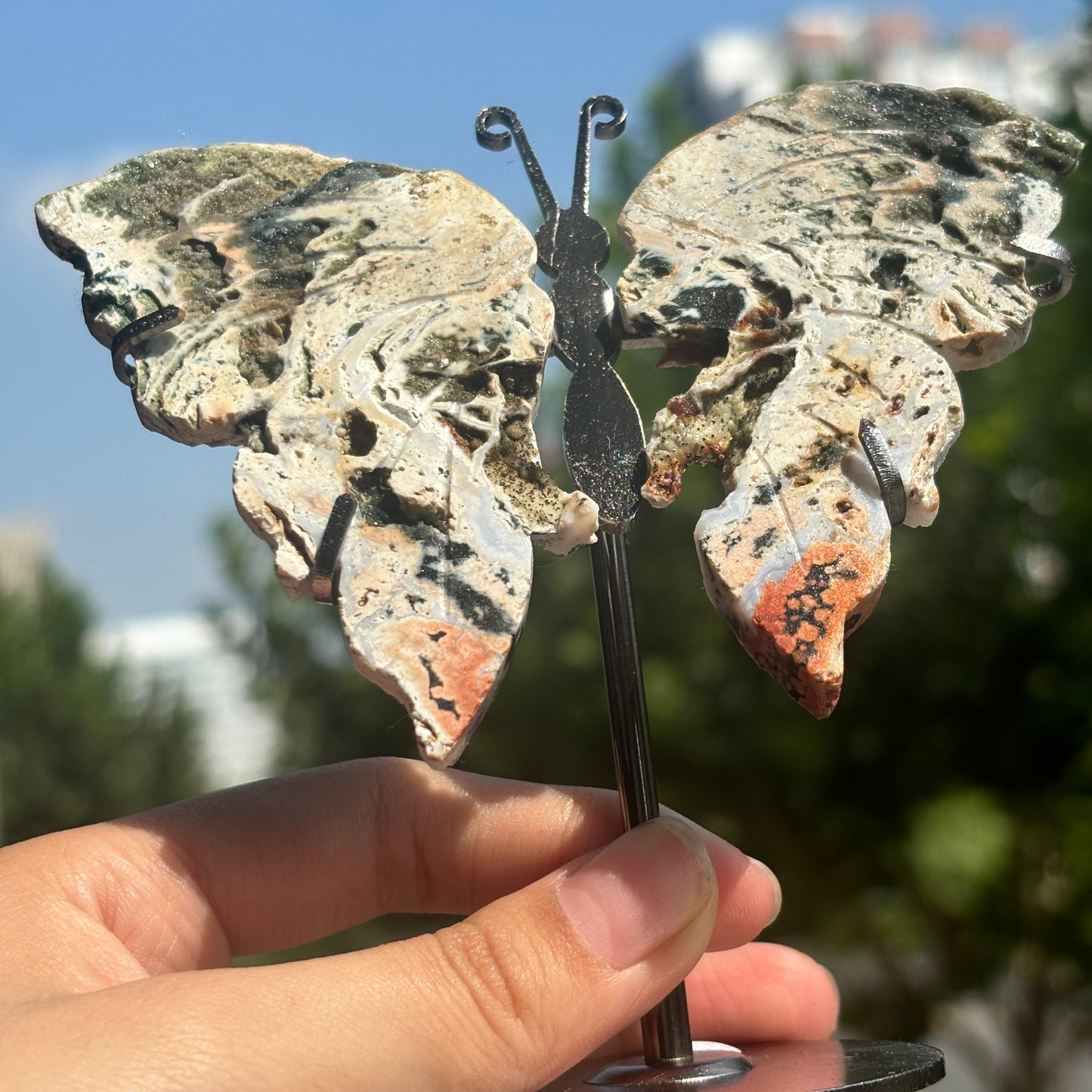 Unique Jasper Butterfly Sculpture – Decorative Crystal Art for Home and Office