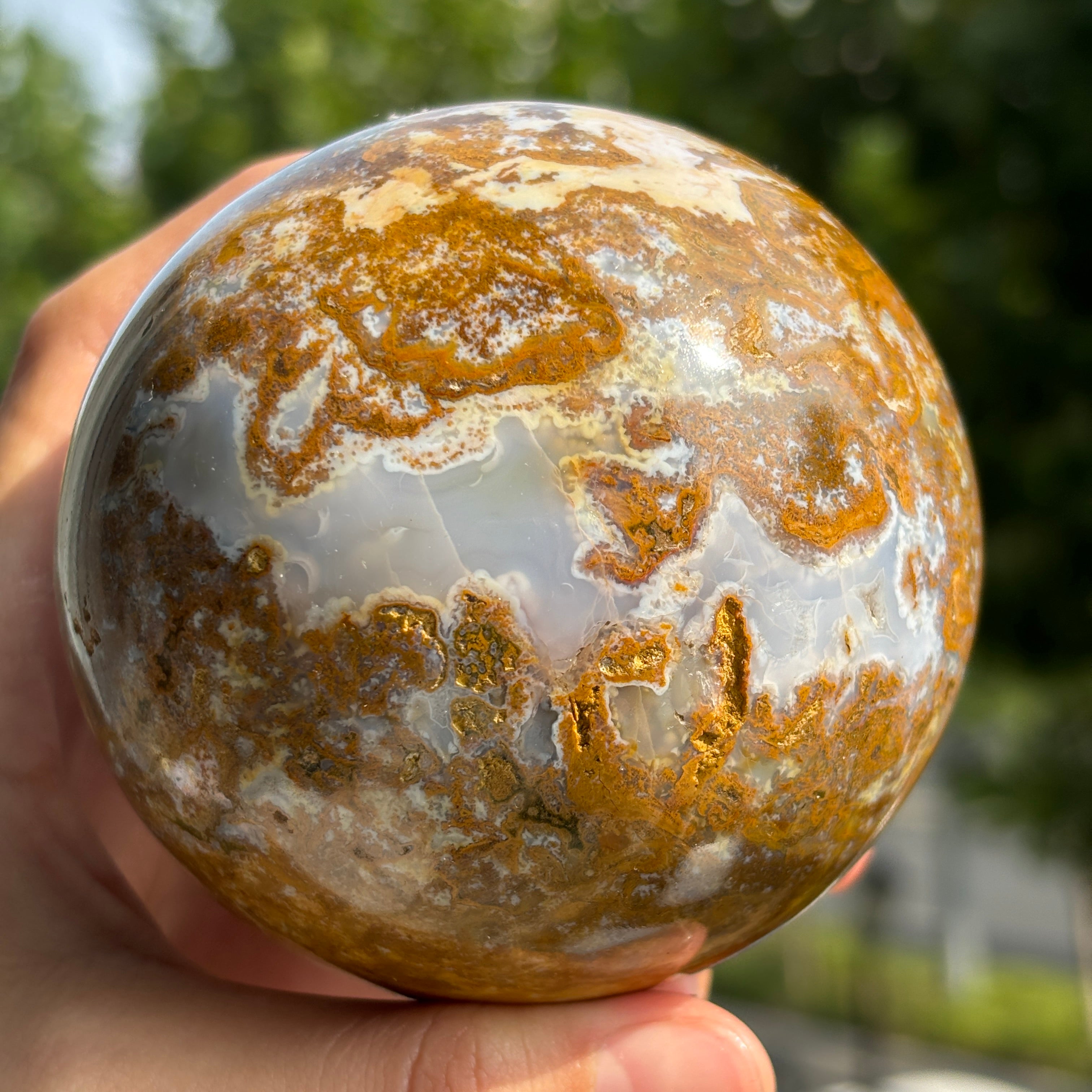 "Natural Ocean Jasper Sphere - Calming Energy and Unique Patterns"