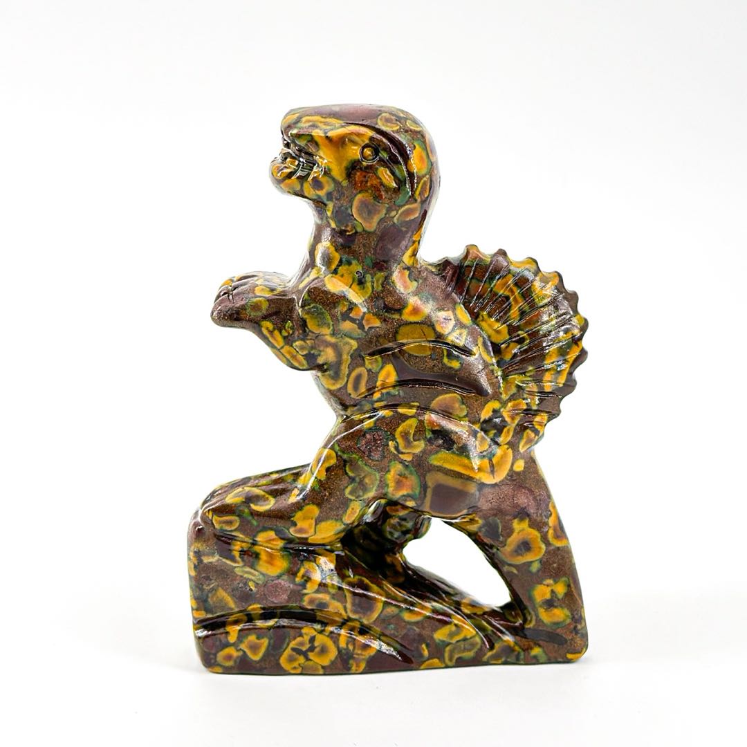 Carved Dinosaur Stone Figurines - Unique Gemstone Dinosaur Decoration