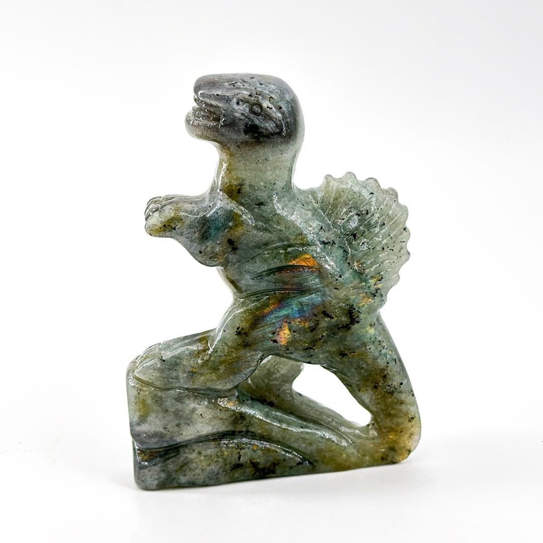 Carved Dinosaur Stone Figurines - Unique Gemstone Dinosaur Decoration