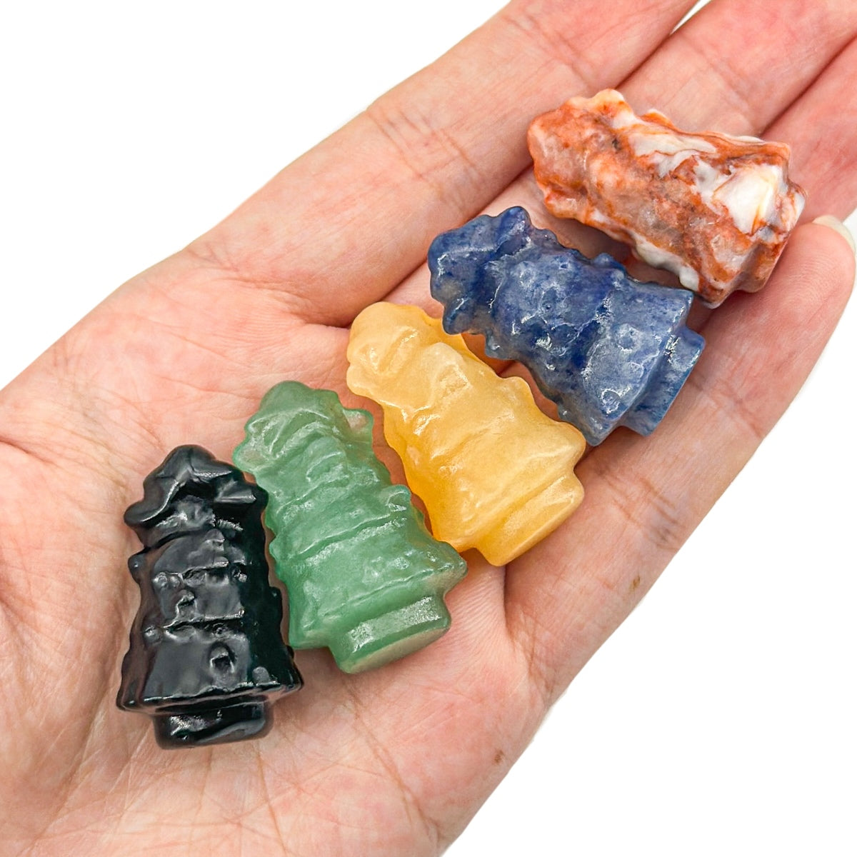 "Handmade Mini Crystal Christmas Trees | 3cm Festive Gemstone Ornaments"