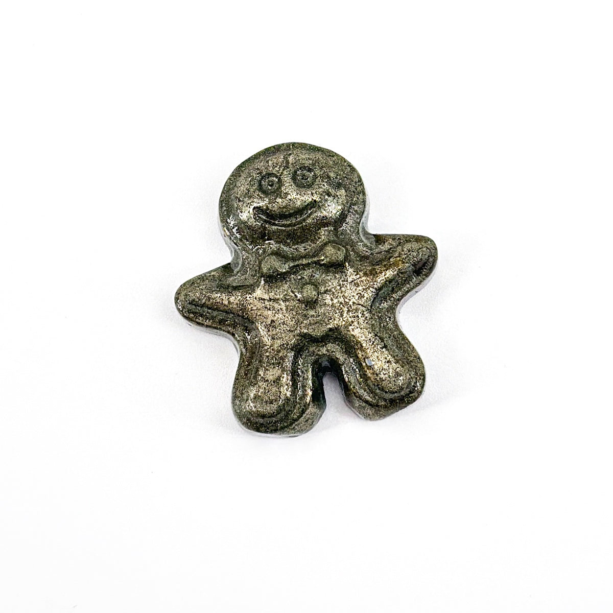 "Mini 3cm Natural Crystal Gingerbread Man Figurine | Unique Gemstone Ornament"