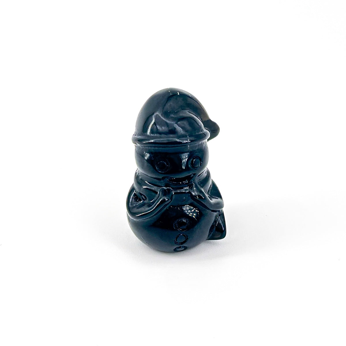 "Hand-Carved Crystal Snowman Figurines | Unique 3cm Gemstone Christmas Decor"
