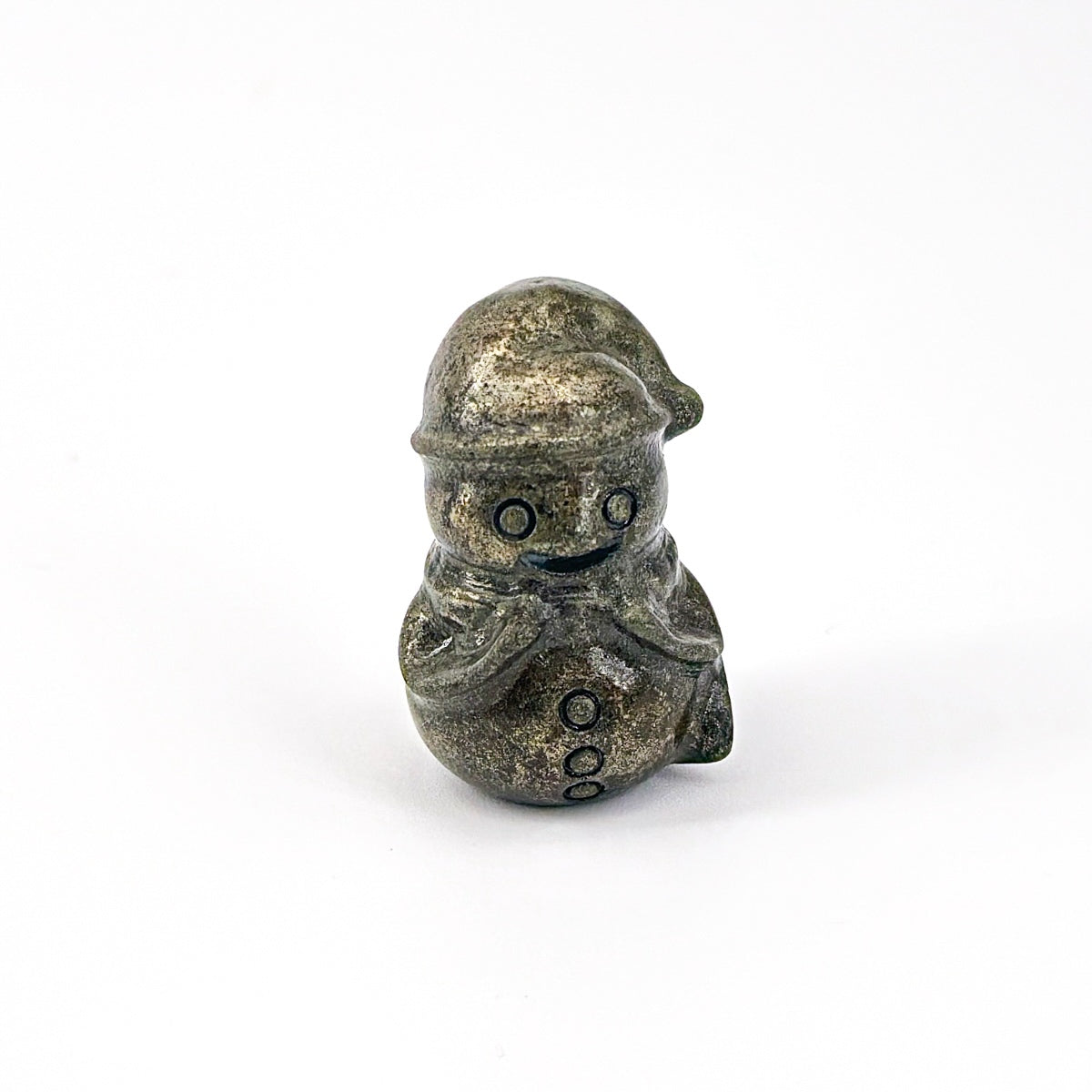 "Hand-Carved Crystal Snowman Figurines | Unique 3cm Gemstone Christmas Decor"