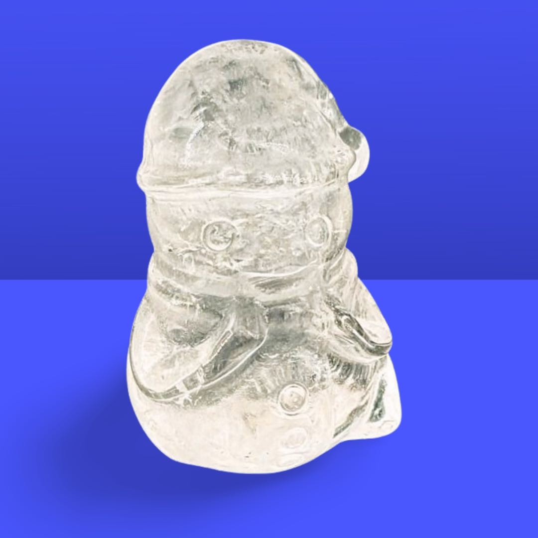 "Hand-Carved Crystal Snowman Figurines | Unique 3cm Gemstone Christmas Decor"
