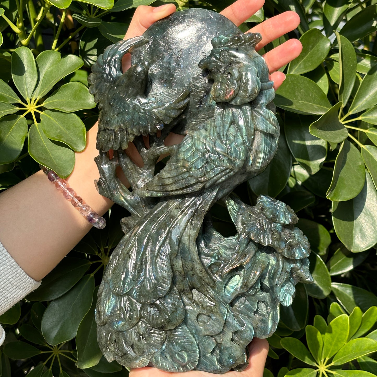 "Majestic Hand Carved Animal Crystal Statue - Natural Stone Sculpture"