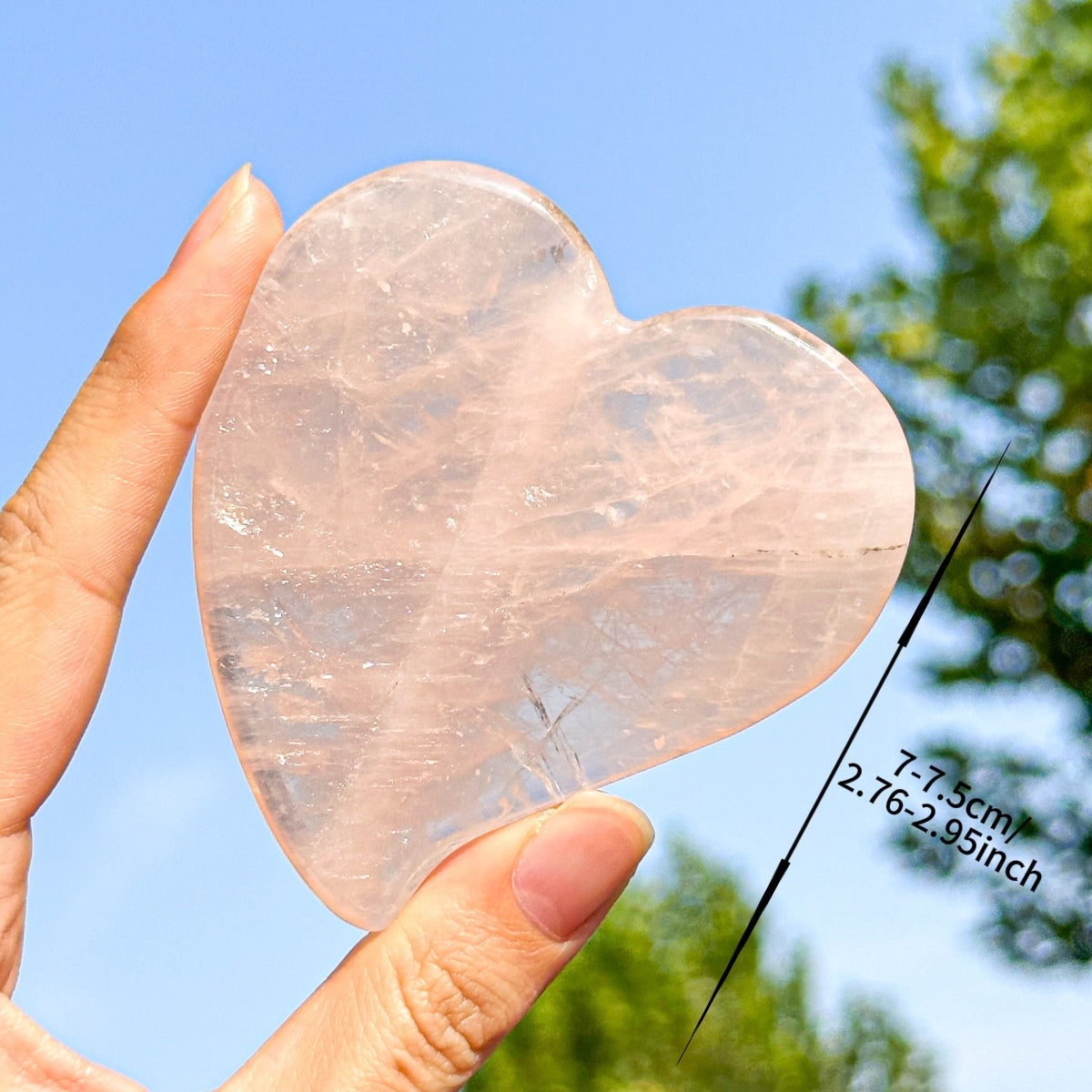 “Hand-carved Rose Quartz Heart-Shaped Gua Sha Board (7-7.5 cm | 2.76-2.95 in)”