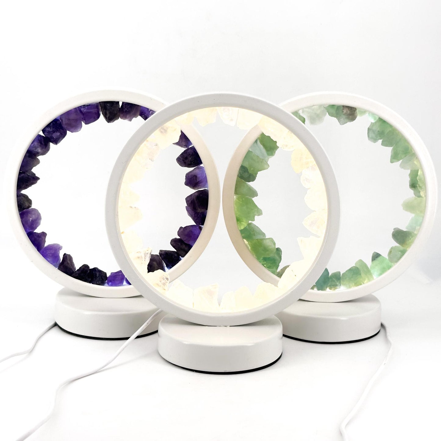 Natural Crystal Round Night Light Energy Crystal Clusters Stone Lamp For Spiritual Balance, Serene Glow For Relaxation And Sleep, USB Bedside Lamp