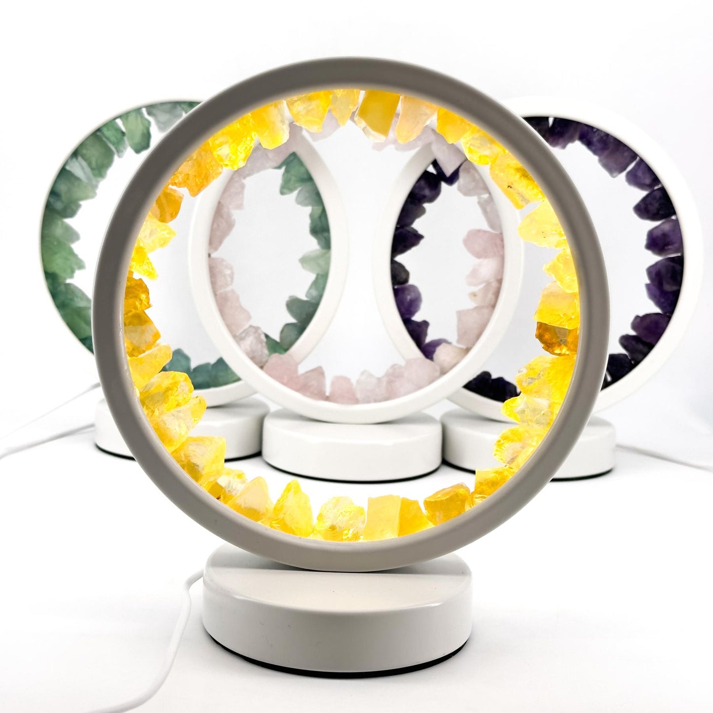 Natural Crystal Round Night Light Energy Crystal Clusters Stone Lamp For Spiritual Balance, Serene Glow For Relaxation And Sleep, USB Bedside Lamp