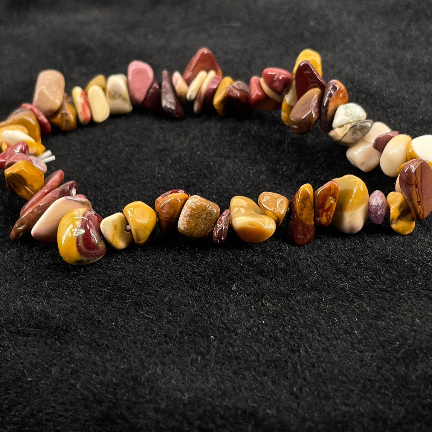 Natural Stone Bracelet, Mixed Chips Charm Jewelry, Black Garnet Colors Adjustable Wristbands