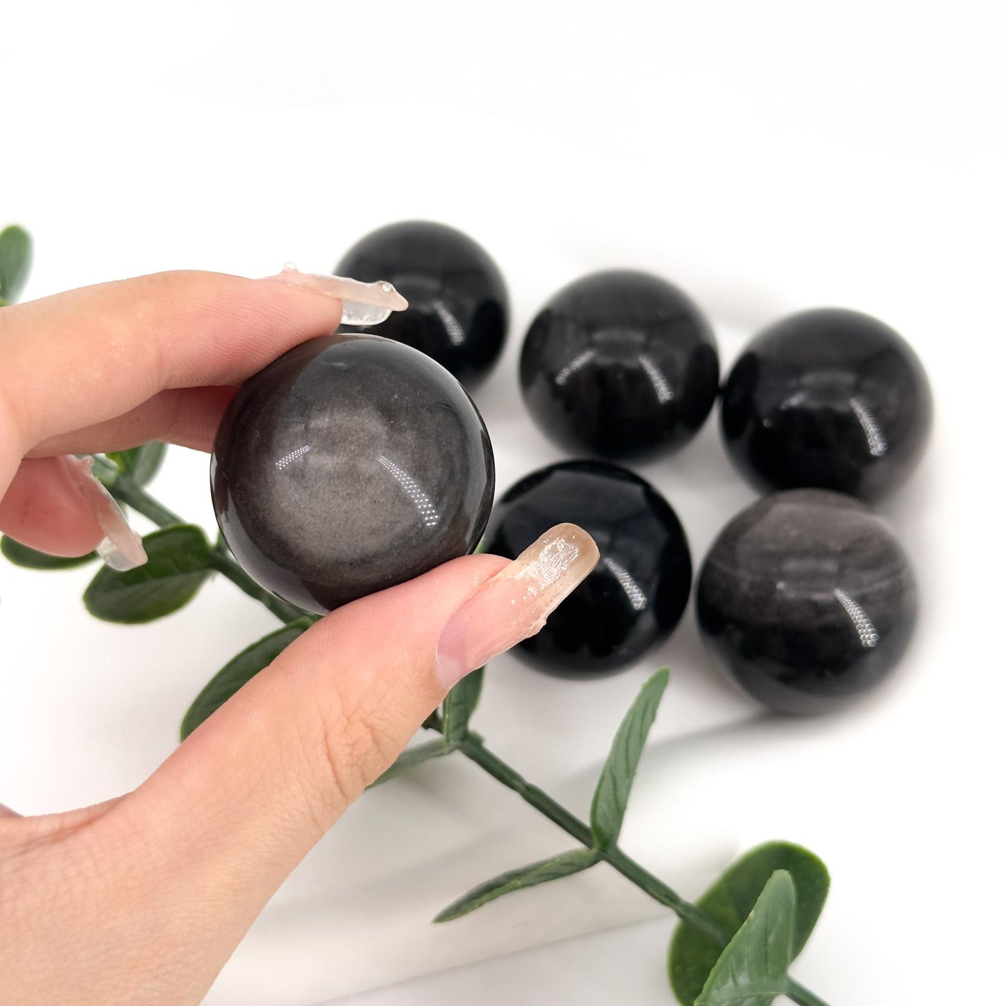 Natural Silver Obsidian Sphere Crystal, spirit repair, home decoration, crystal gift