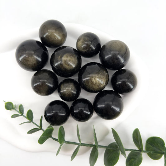 Natural Golden Obsidian Sphere Crystal, golden glitter crystal, home decoration, holiday gift