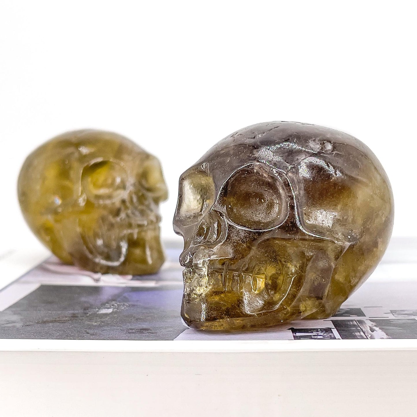 Natural citrine Skull，Home Decoration，Halloween Horror Craft Decoration, Ideal Gift Choice