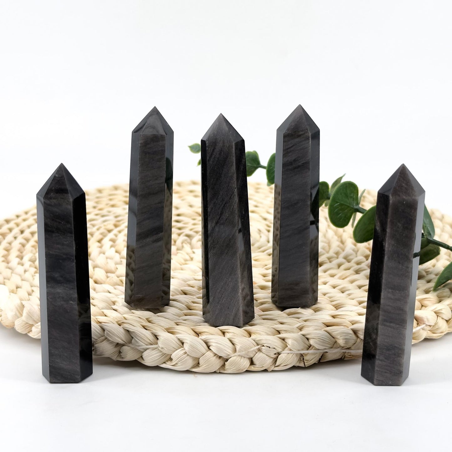 Silvery Obsidian Tower  Home Decoration，Polished Tower Shape Natural Crystal, Special Perfect Gift & Collection