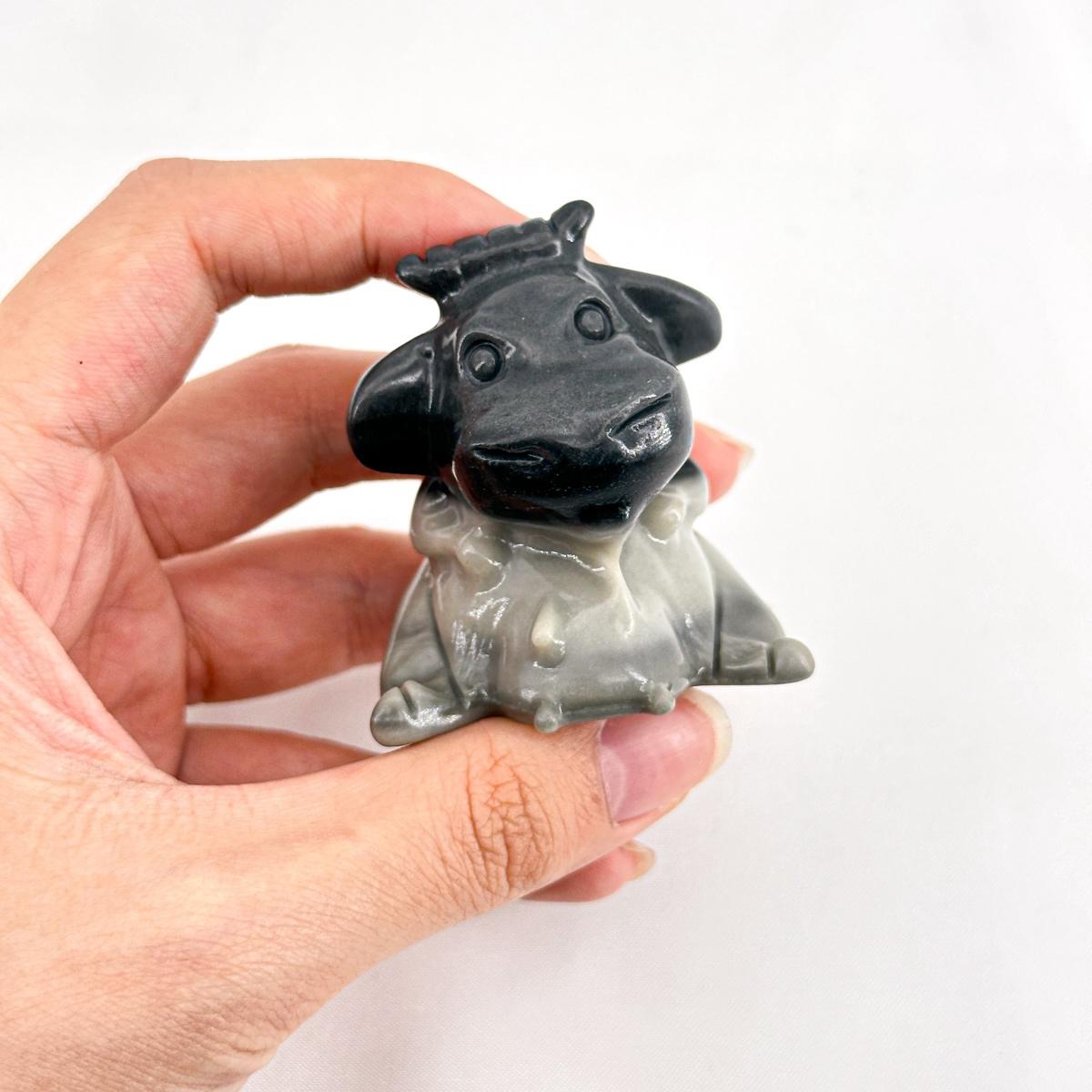 1 Count Crystal Baby Dairy Cow | TaiChi Stone | Unique Decor