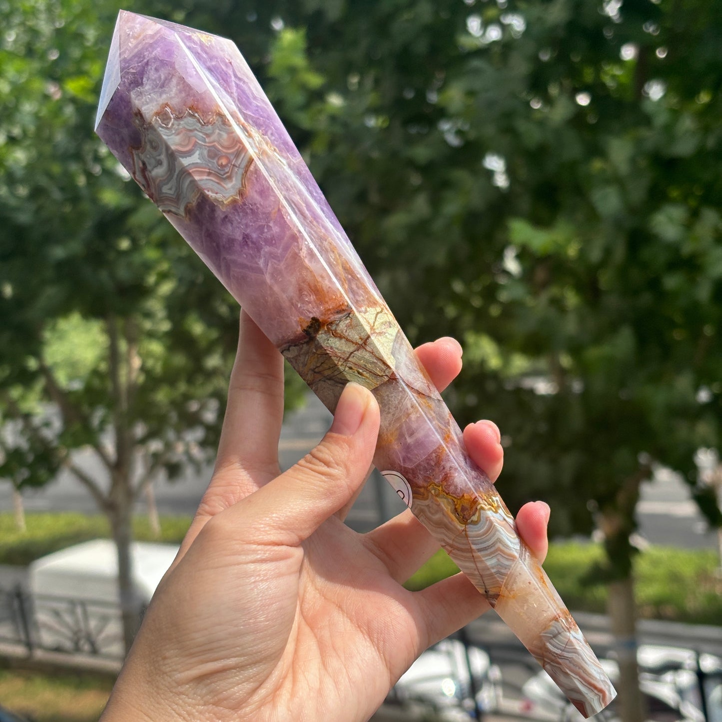 Handcrafted Banded Agate Obelisk – Large Natural Crystal Tower for Healing and Meditation