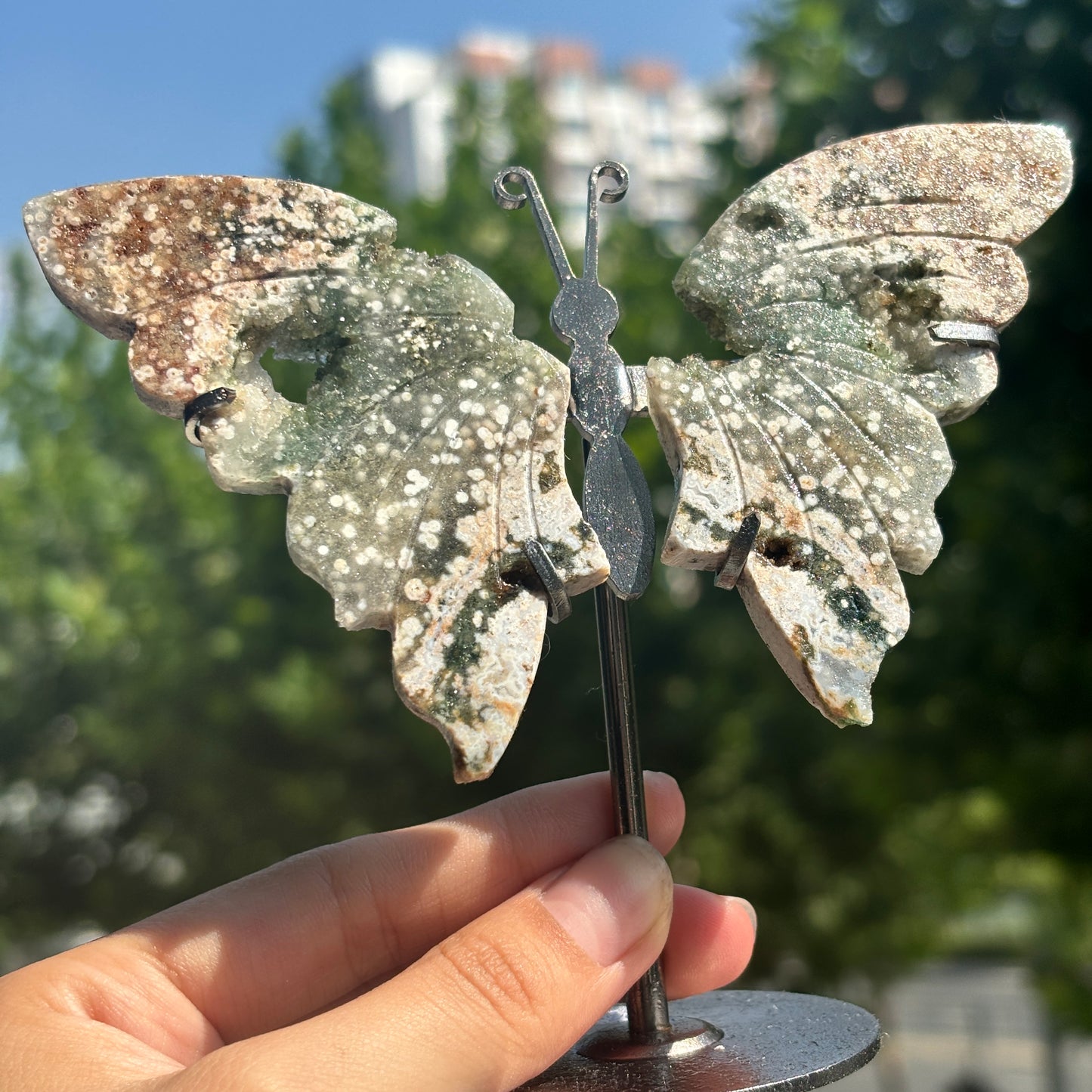Unique Jasper Butterfly Sculpture – Decorative Crystal Art for Home and Office