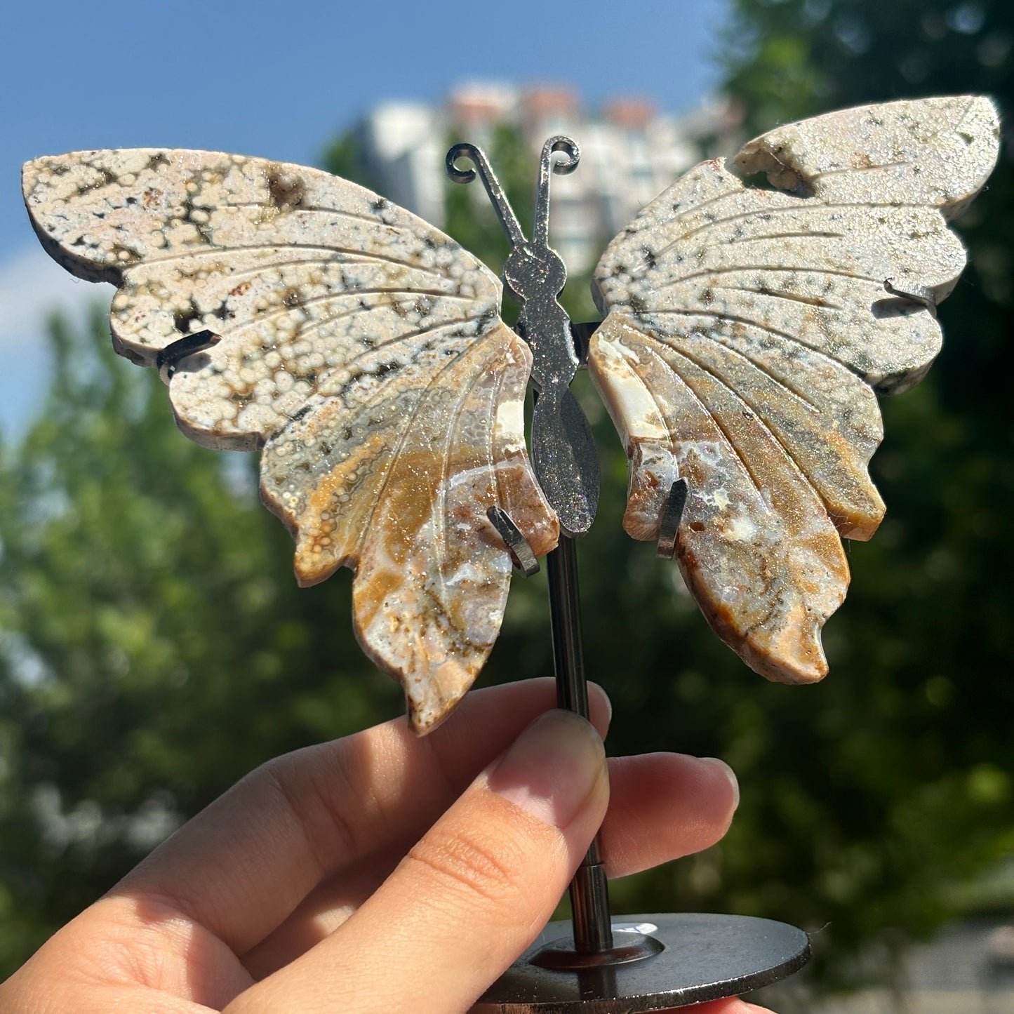 Unique Jasper Butterfly Sculpture – Decorative Crystal Art for Home and Office