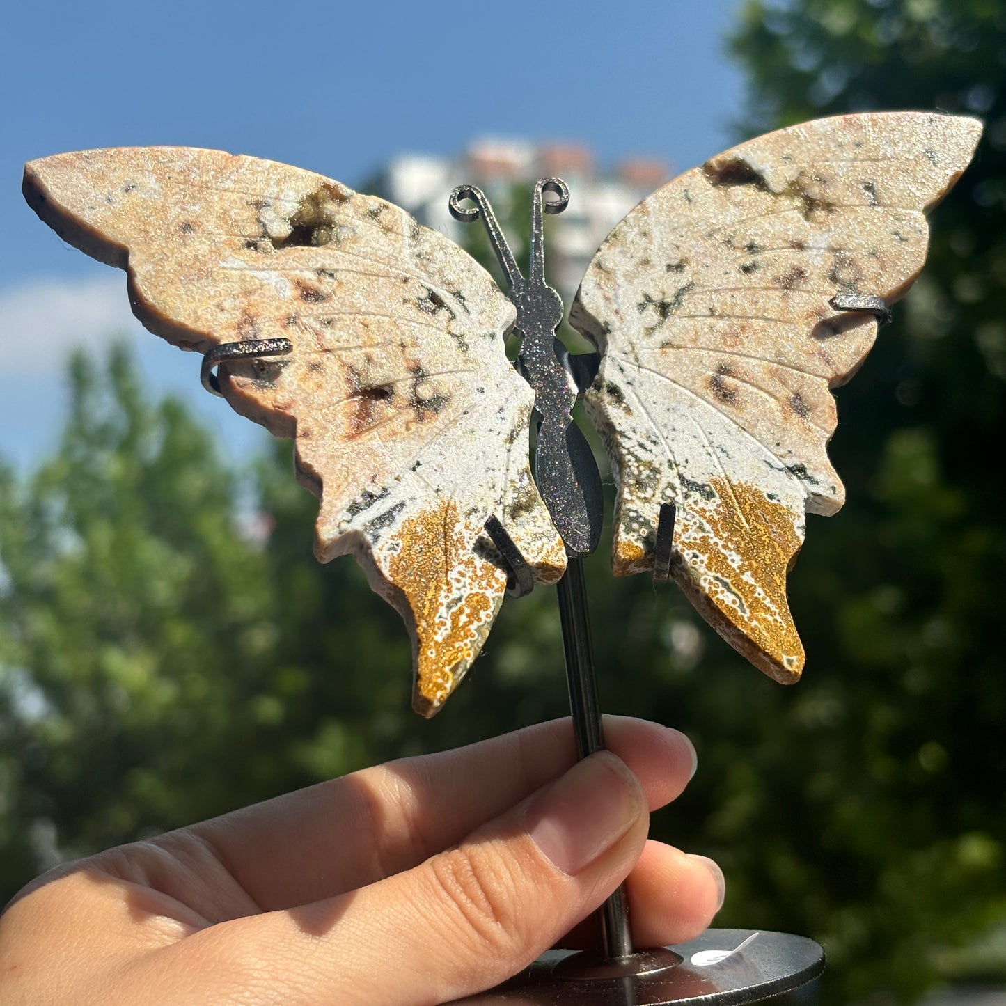 Unique Jasper Butterfly Sculpture – Decorative Crystal Art for Home and Office