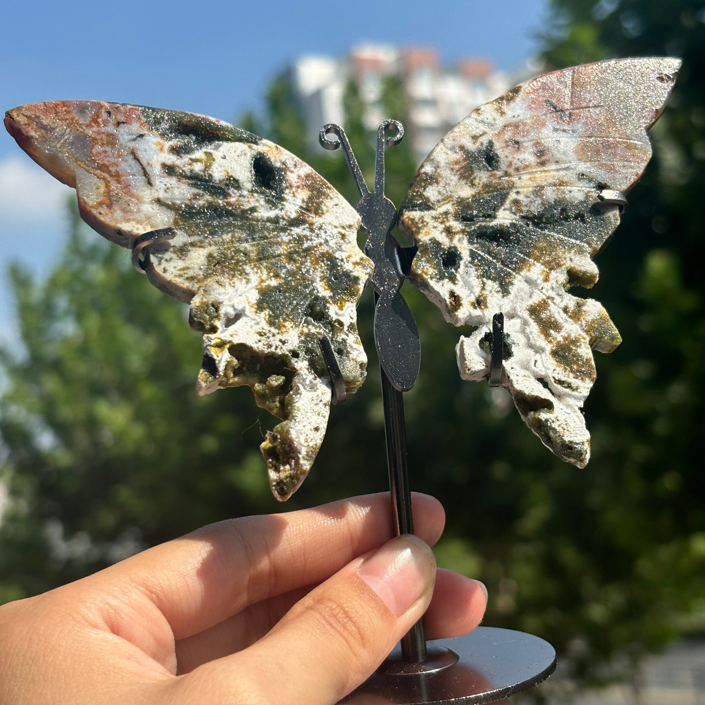 Unique Jasper Butterfly Sculpture – Decorative Crystal Art for Home and Office
