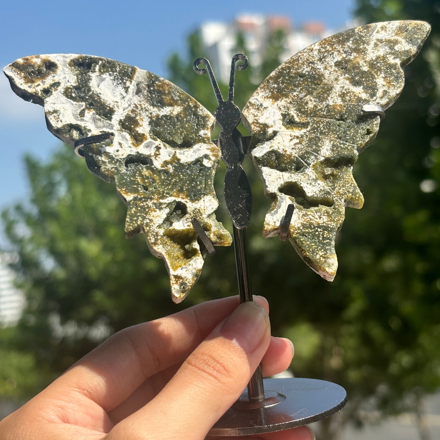 Unique Jasper Butterfly Sculpture – Decorative Crystal Art for Home and Office