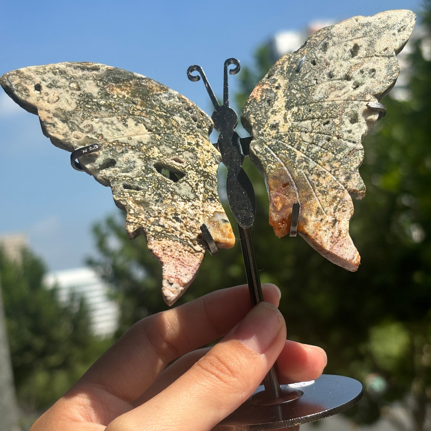 Unique Jasper Butterfly Sculpture – Decorative Crystal Art for Home and Office
