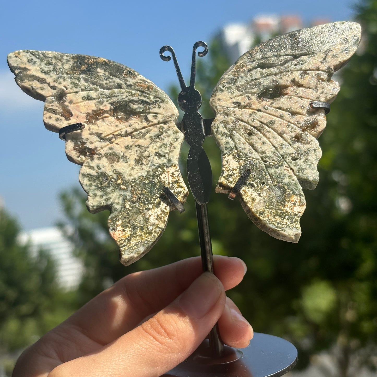 Unique Jasper Butterfly Sculpture – Decorative Crystal Art for Home and Office