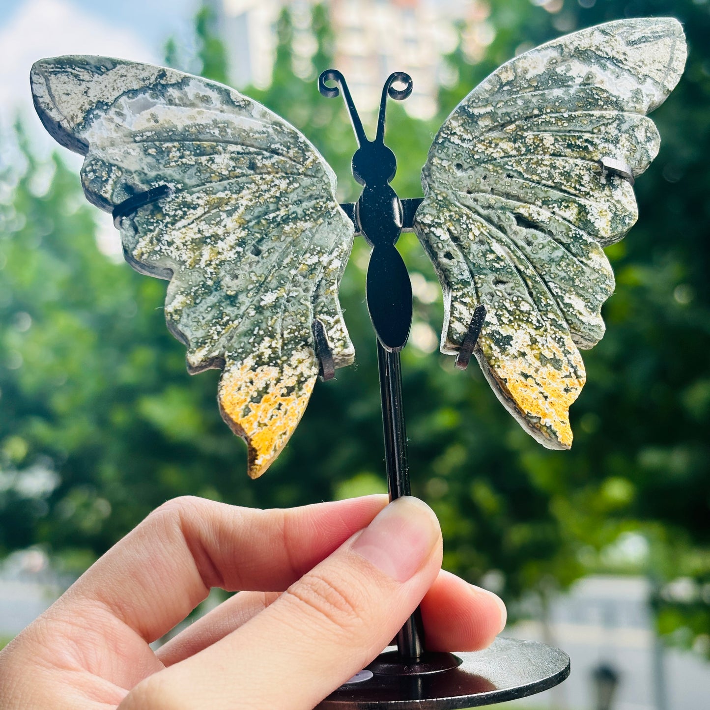 Unique Jasper Butterfly Sculpture – Decorative Crystal Art for Home and Office