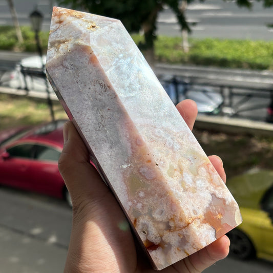 "Natural Multicolor Jasper Tower - Large Crystal Point for Energy Balance & Decor"