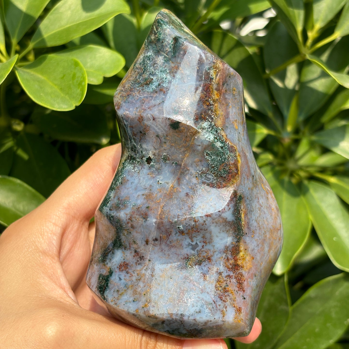 "Hand-Polished Multi-Color Jasper Sculpture | Unique Natural Crystal Display"