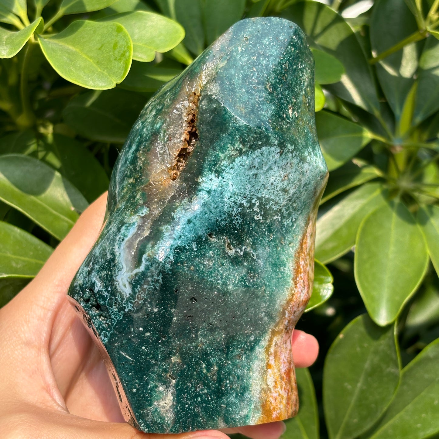 "Hand-Polished Multi-Color Jasper Sculpture | Unique Natural Crystal Display"
