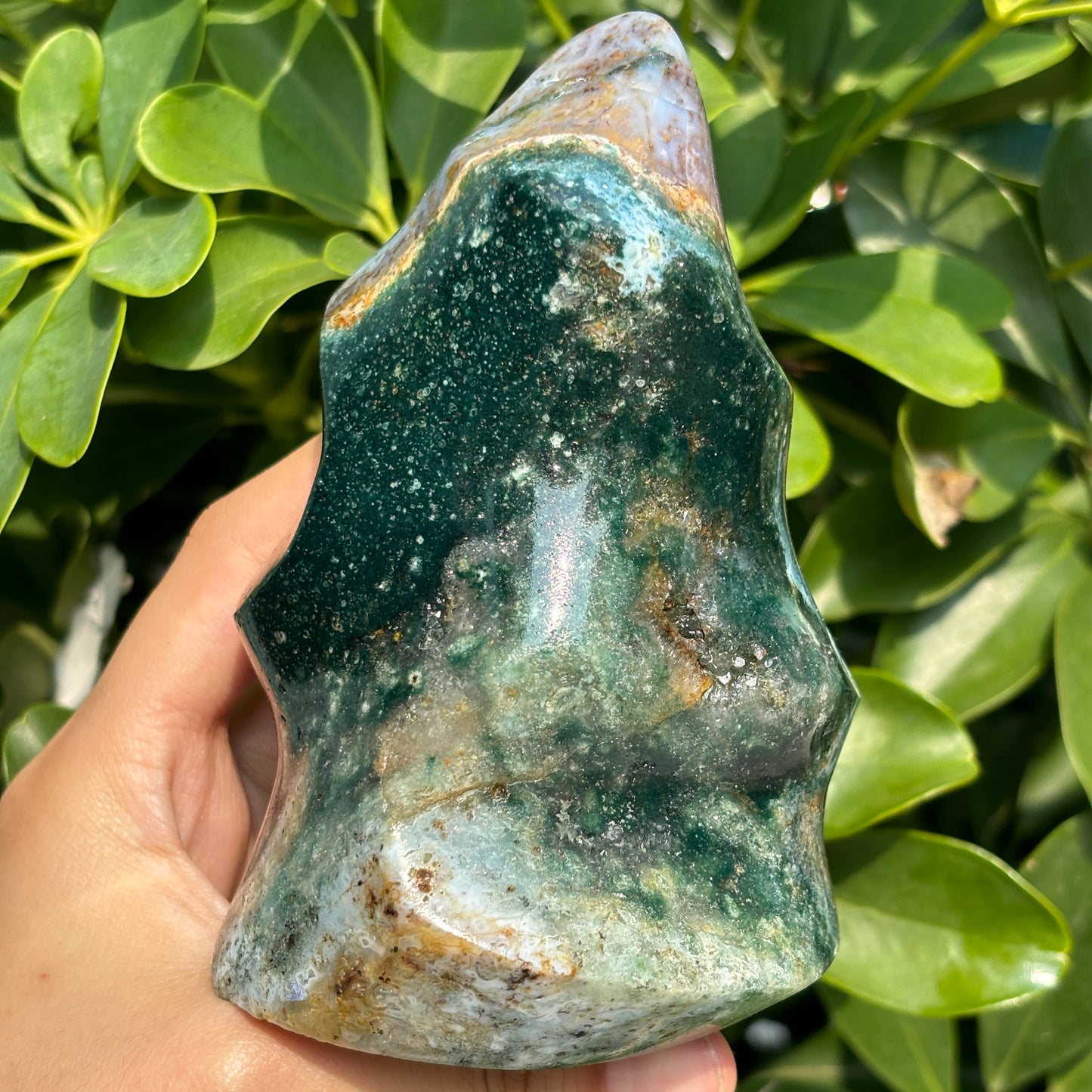 "Hand-Polished Multi-Color Jasper Sculpture | Unique Natural Crystal Display"