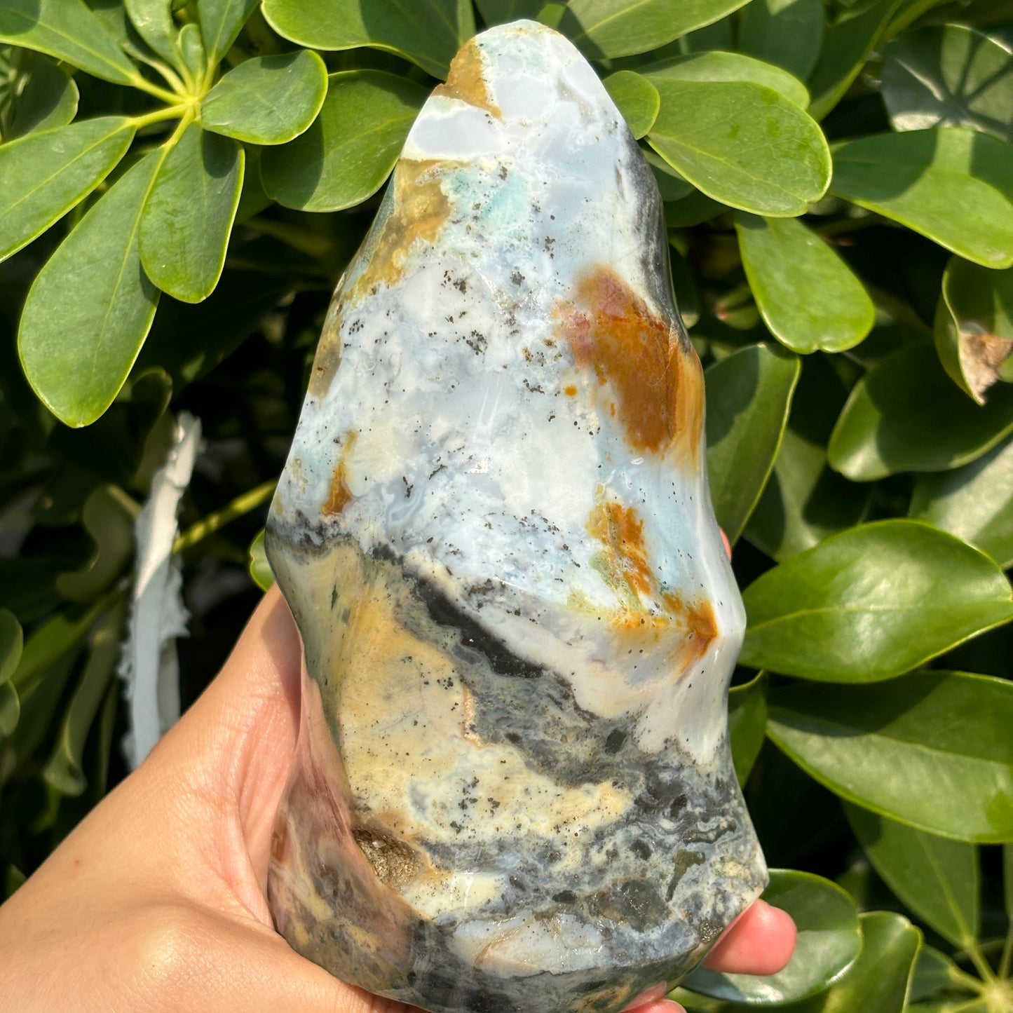 "Hand-Polished Multi-Color Jasper Sculpture | Unique Natural Crystal Display"