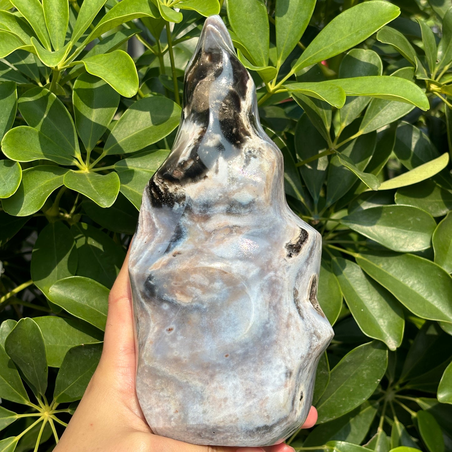 "Hand-Polished Multi-Color Jasper Sculpture | Unique Natural Crystal Display"