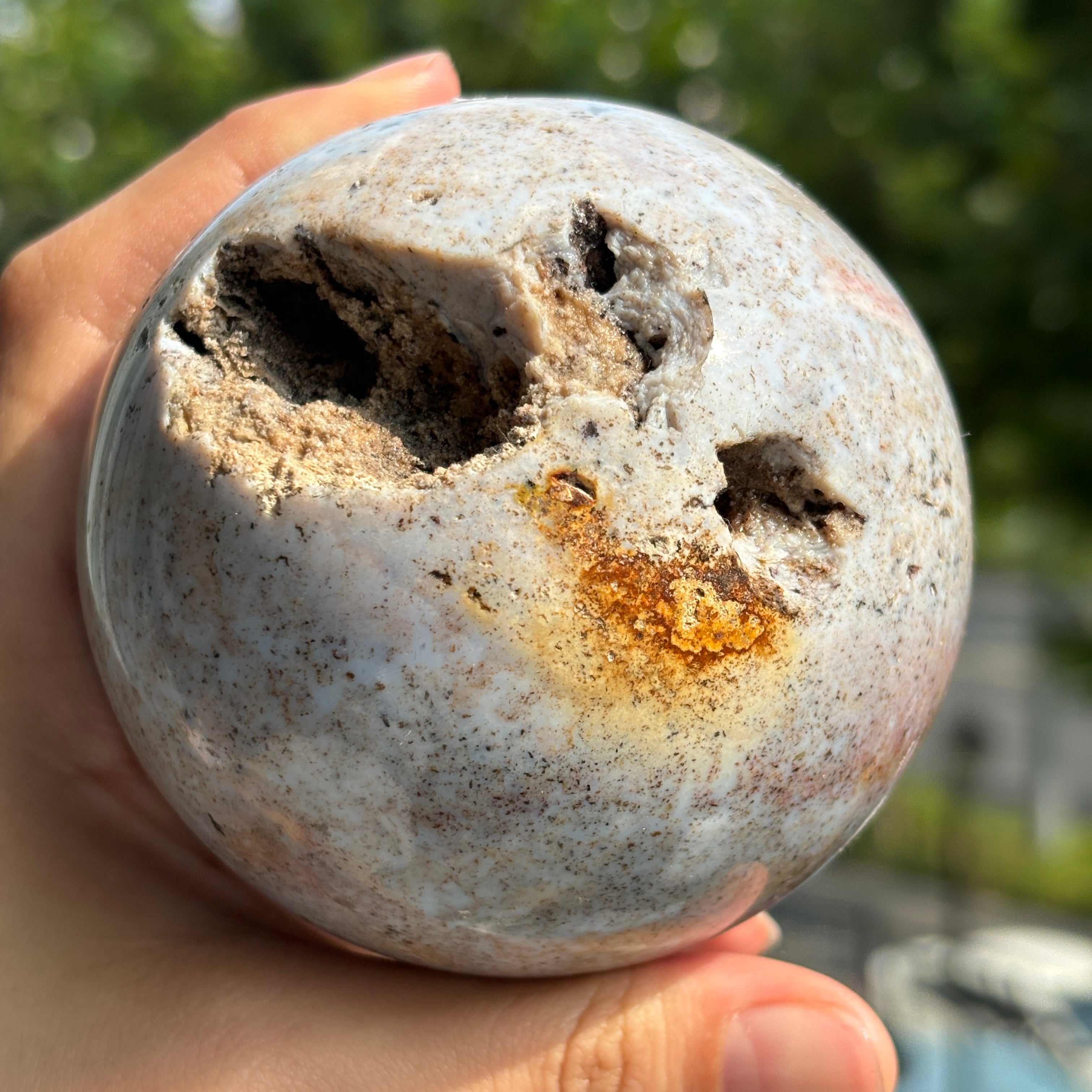 "Natural Ocean Jasper Sphere - Calming Energy and Unique Patterns"