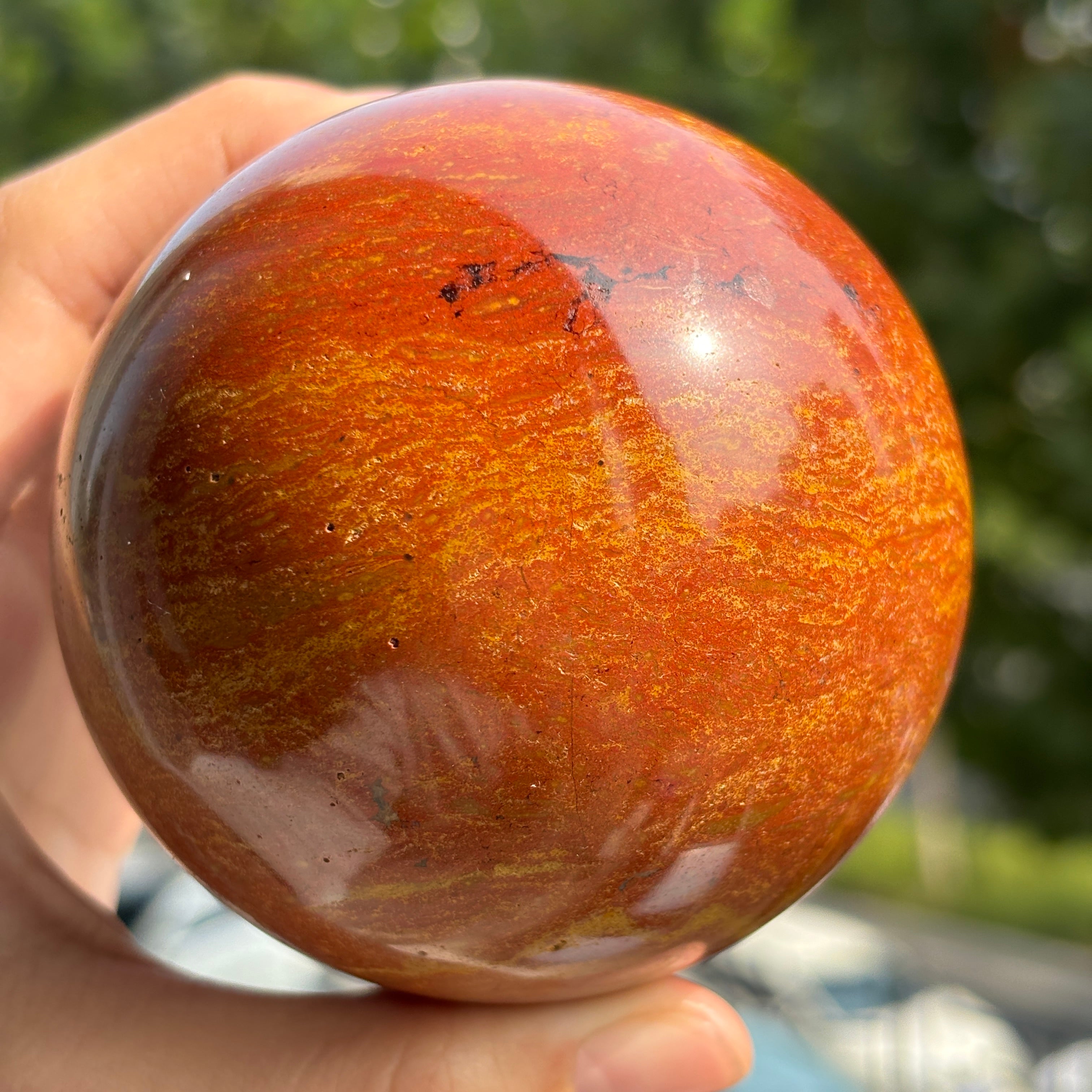 "Natural Ocean Jasper Sphere - Calming Energy and Unique Patterns"