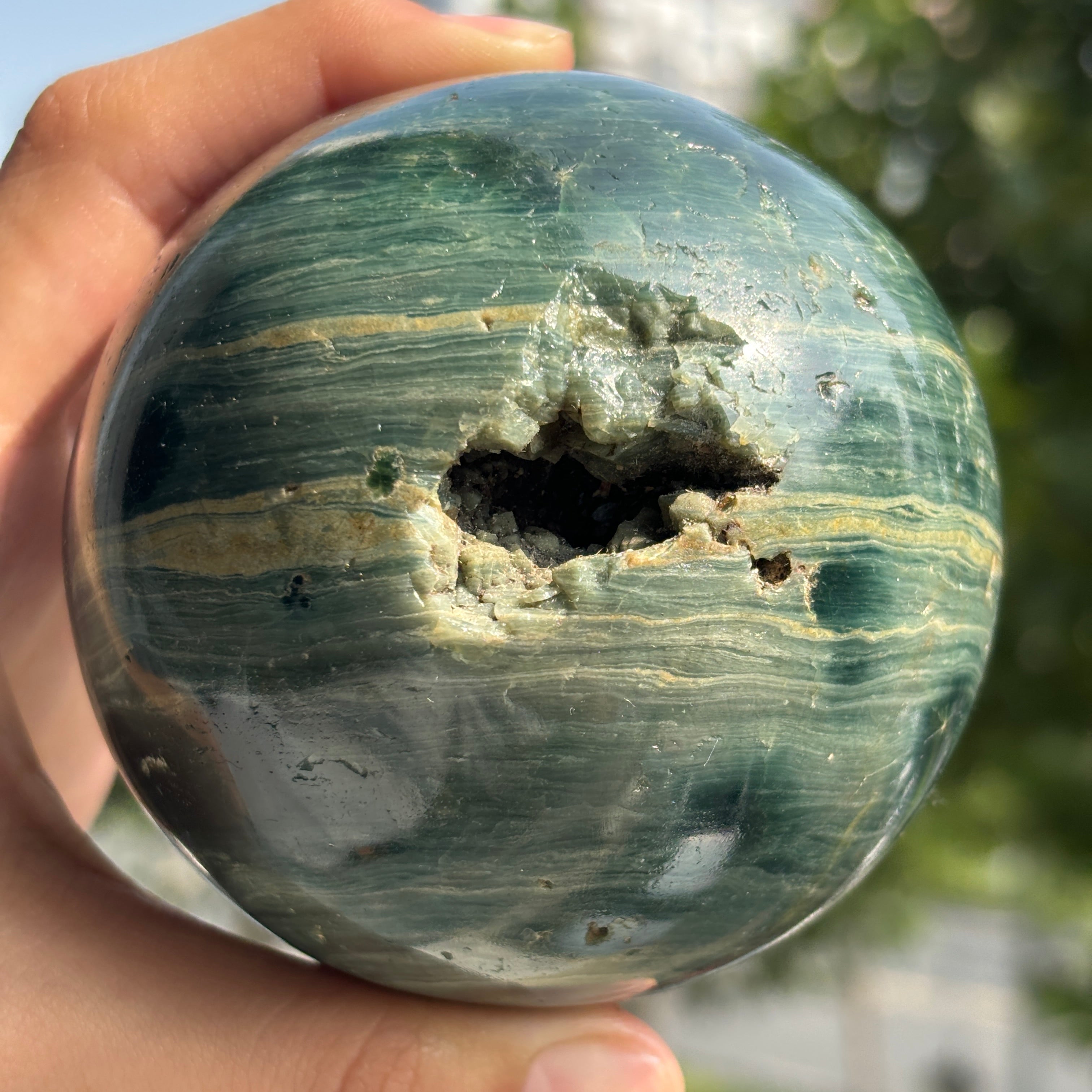 "Natural Ocean Jasper Sphere - Calming Energy and Unique Patterns"