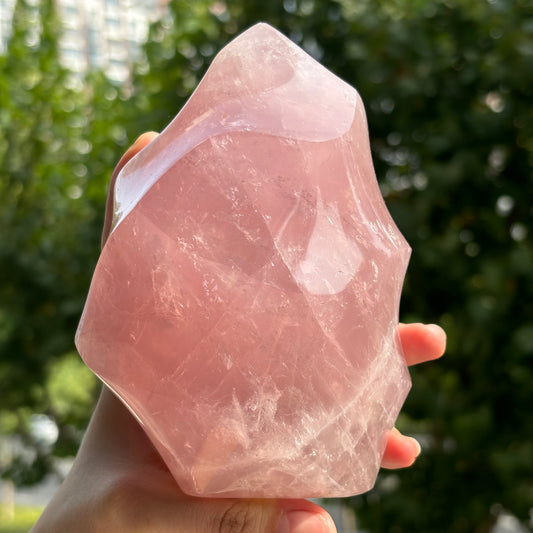 Polished Rose Quartz Freeform | Handcrafted Crystal Decor for Serenity