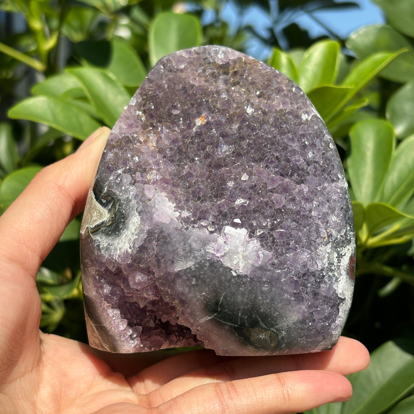 "Deep Purple Amethyst Geode for Display – Enhance Your Decor with Crystal Beauty"