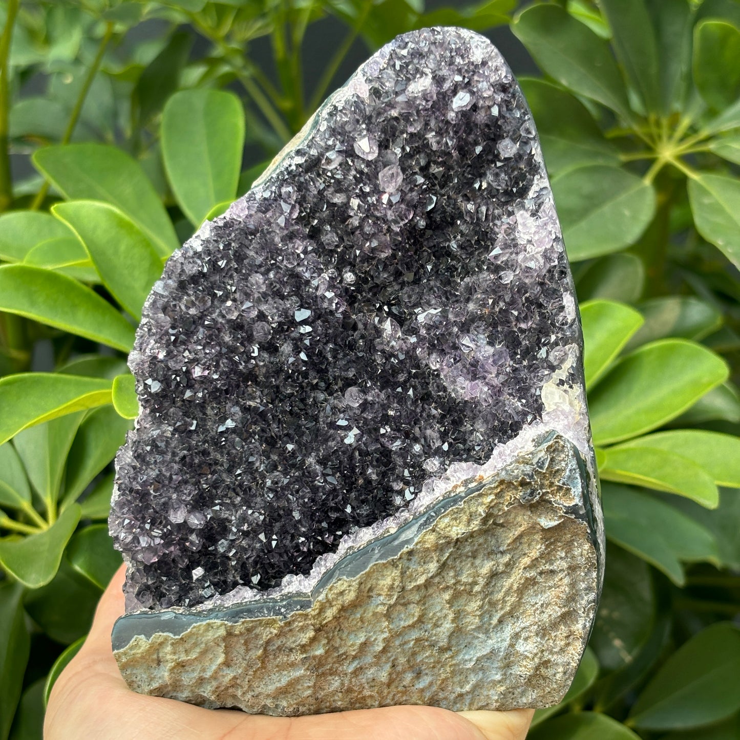 "Deep Purple Amethyst Geode for Display – Enhance Your Decor with Crystal Beauty"