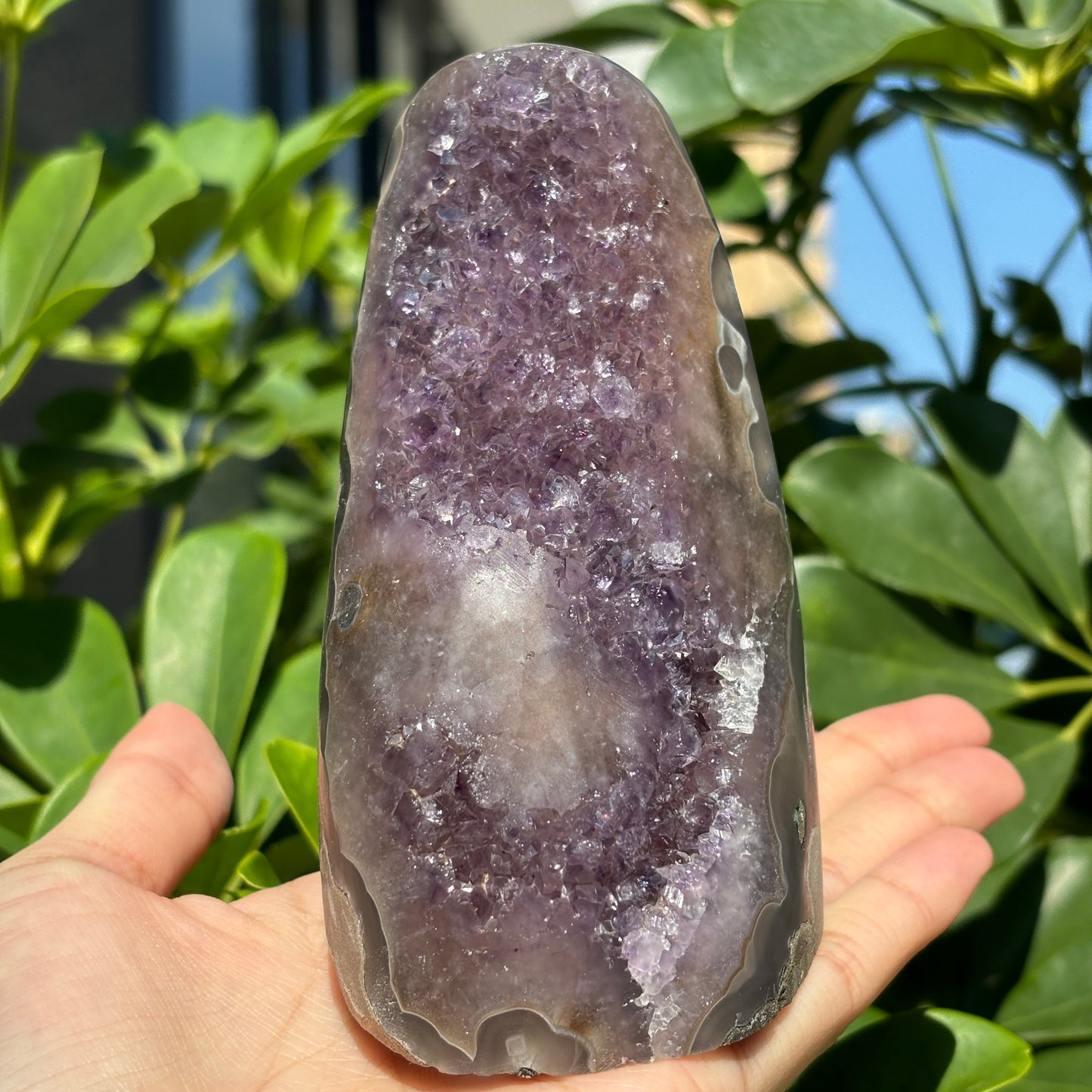"Deep Purple Amethyst Geode for Display – Enhance Your Decor with Crystal Beauty"