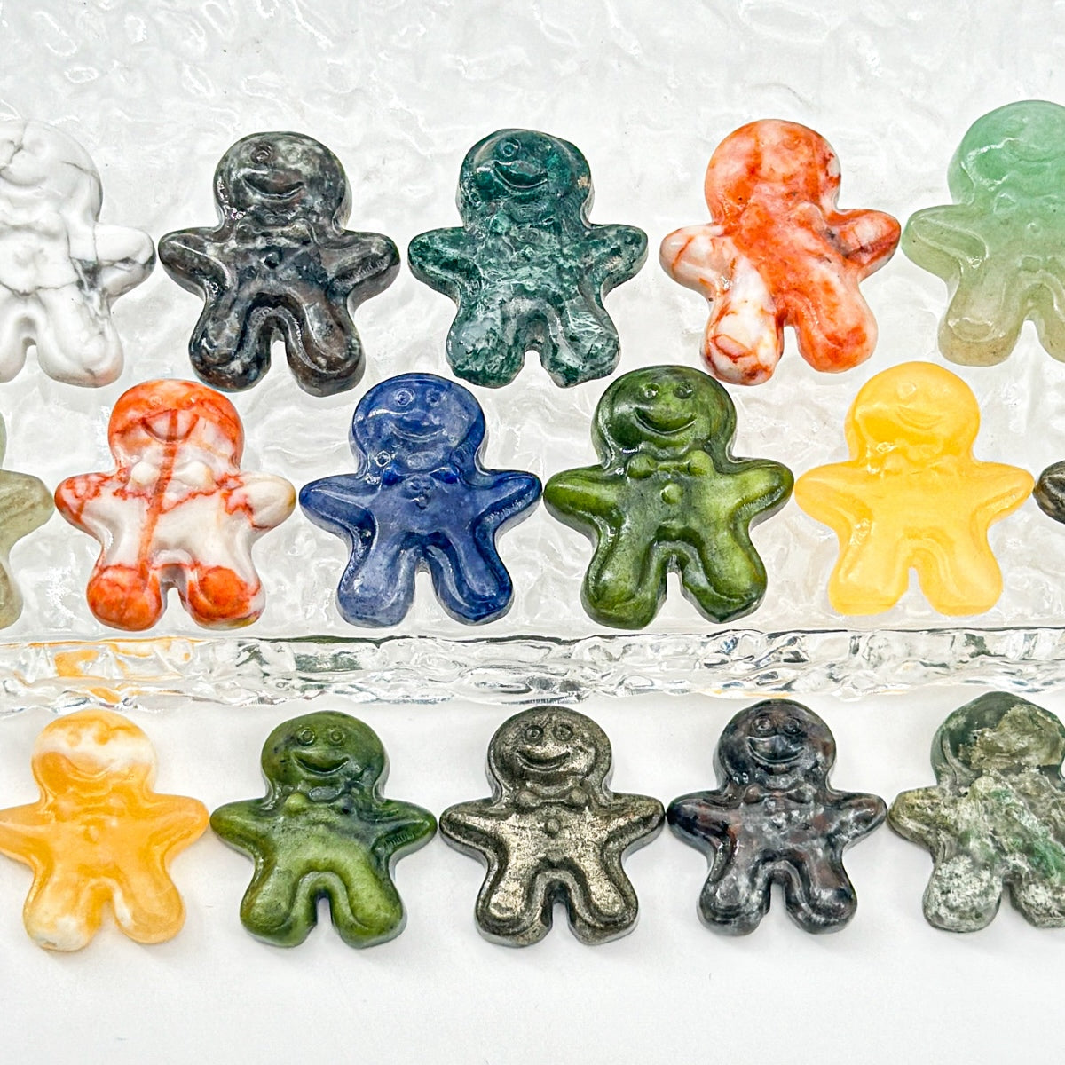 "Mini 3cm Natural Crystal Gingerbread Man Figurine | Unique Gemstone Ornament"